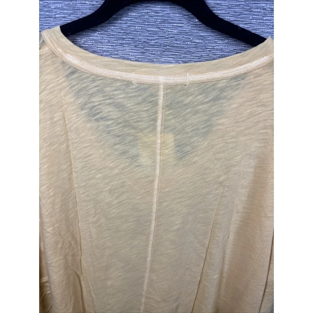 NEW Free People Women's On My Mind V-Neck Long Sleeve Shirt Camel/Yellow Size XS